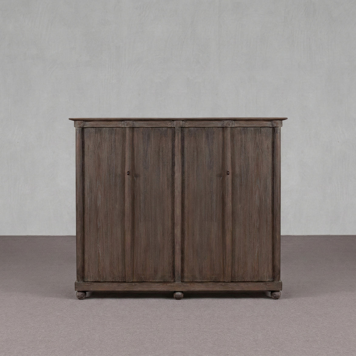 Aged Grey Real Antique Elm Two-Door Natural Wood Cabinet