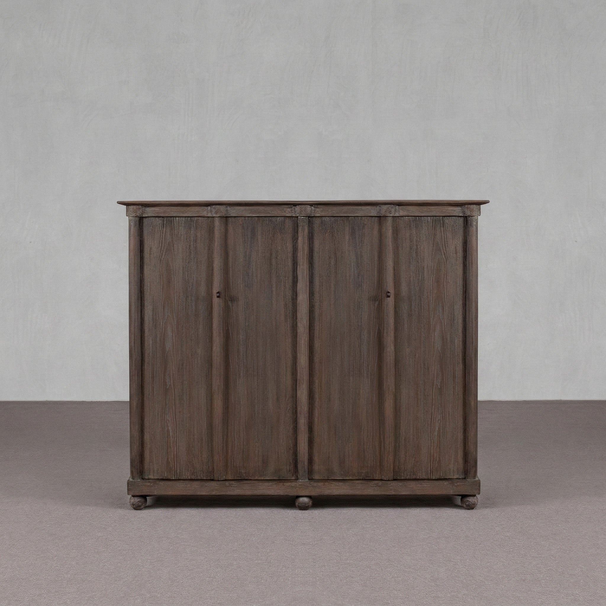 Aged Grey Real Antique Elm Two-Door Natural Wood Cabinet