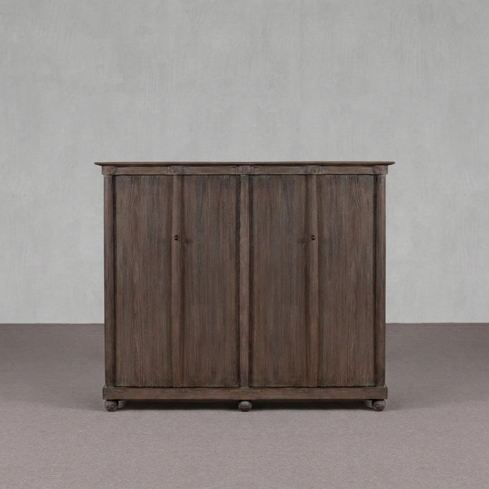 Aged Grey Real Antique Elm Two-Door Natural Wood Cabinet