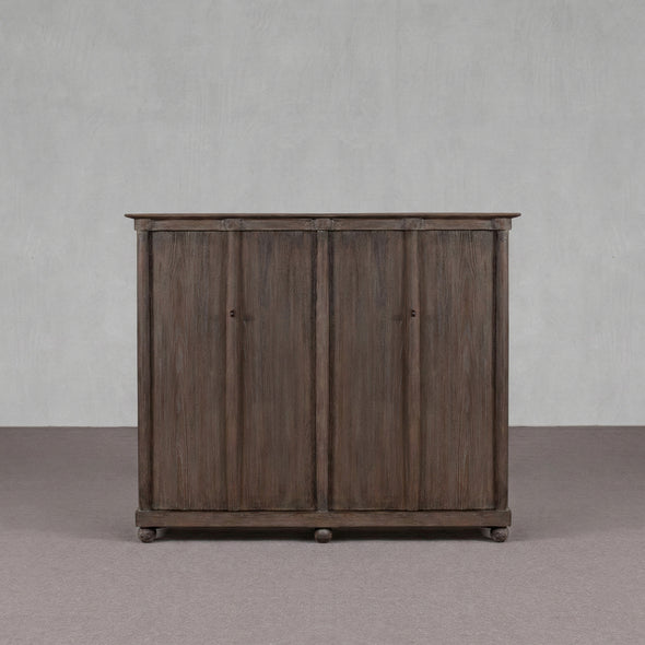 Aged Grey Real Antique Elm Two-Door Natural Wood Cabinet