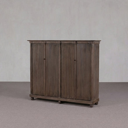 Aged Grey Real Antique Elm Two-Door Natural Wood Cabinet