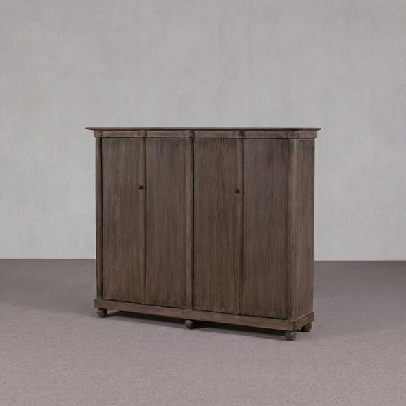 Aged Grey Real Antique Elm Two-Door Natural Wood Cabinet