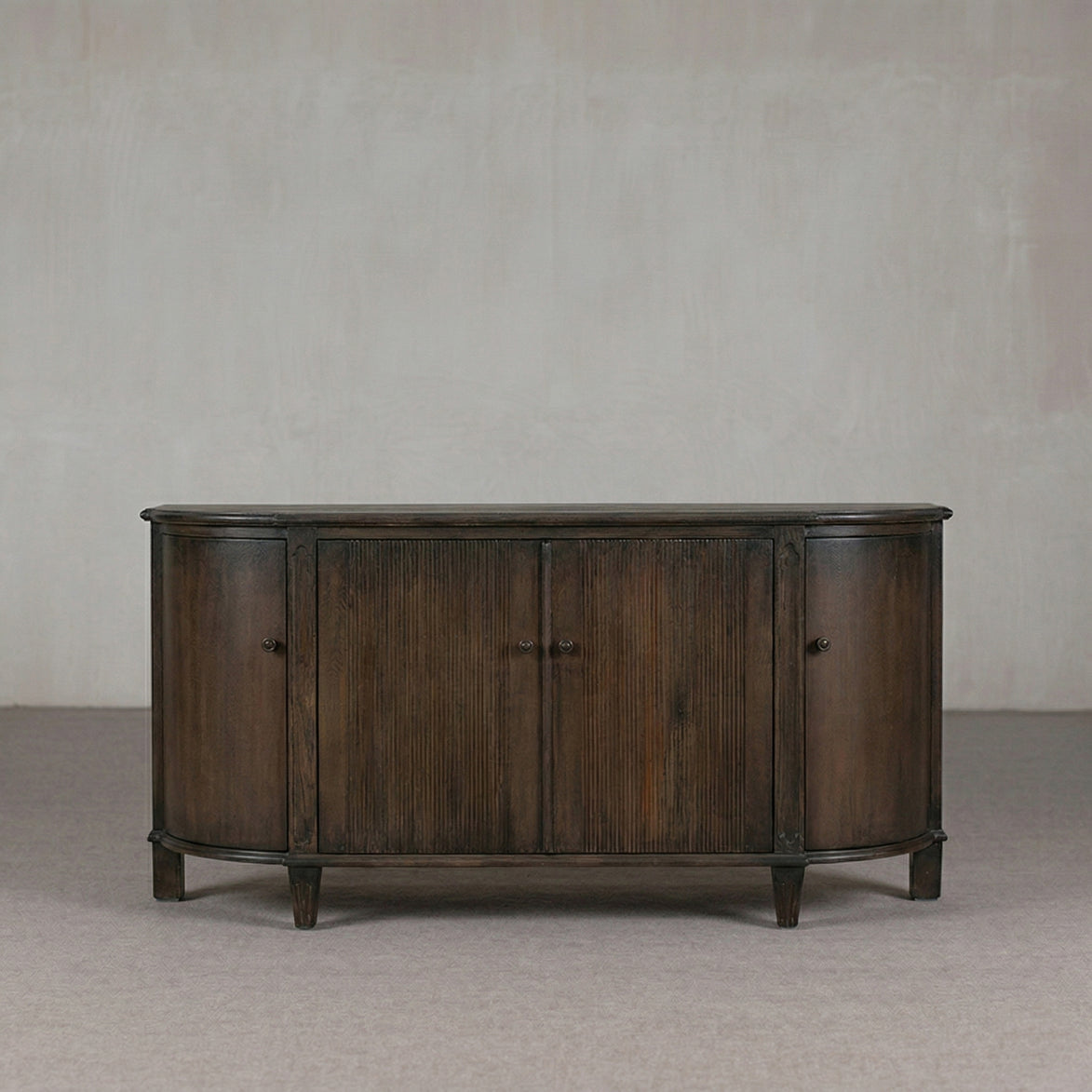 Shibui Dark Burl Wood Real Antique Curved Sideboard