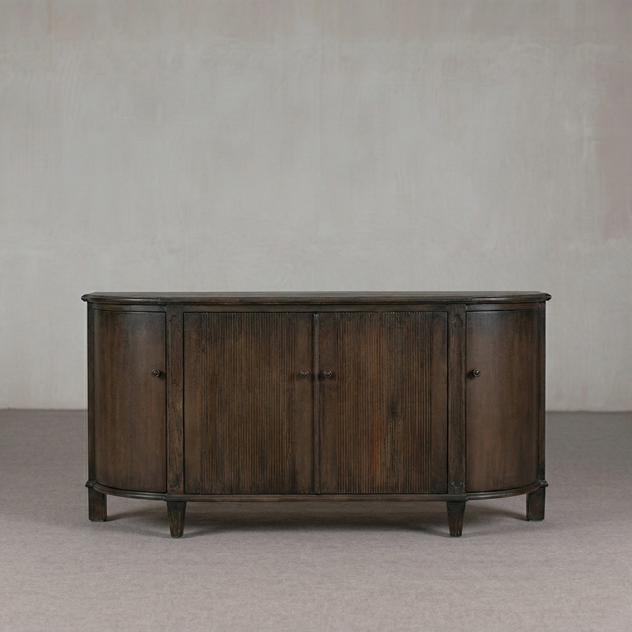 Shibui Dark Burl Wood Real Antique Curved Sideboard