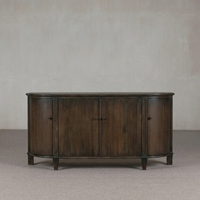 Shibui Dark Burl Wood Real Antique Curved Sideboard