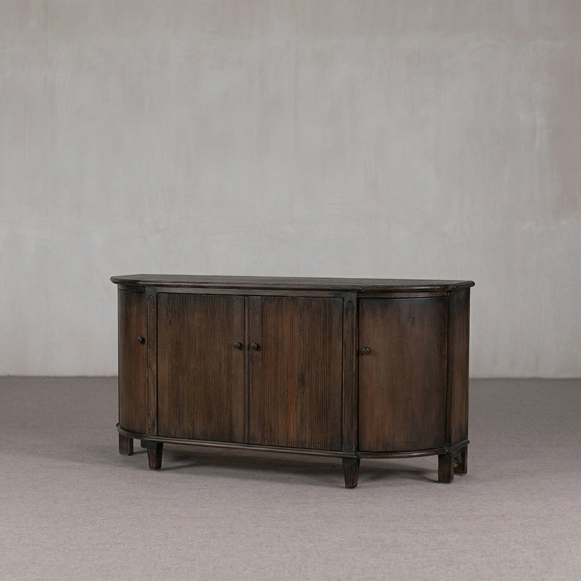 Shibui Dark Burl Wood Real Antique Curved Sideboard