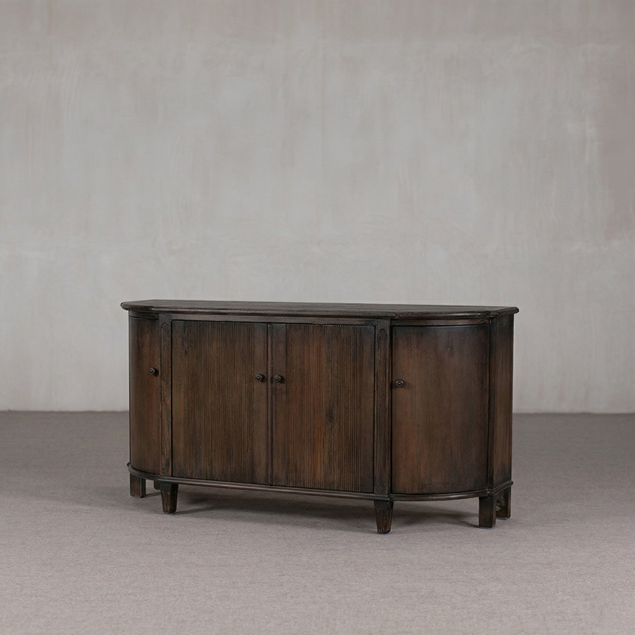 Shibui Dark Burl Wood Real Antique Curved Sideboard