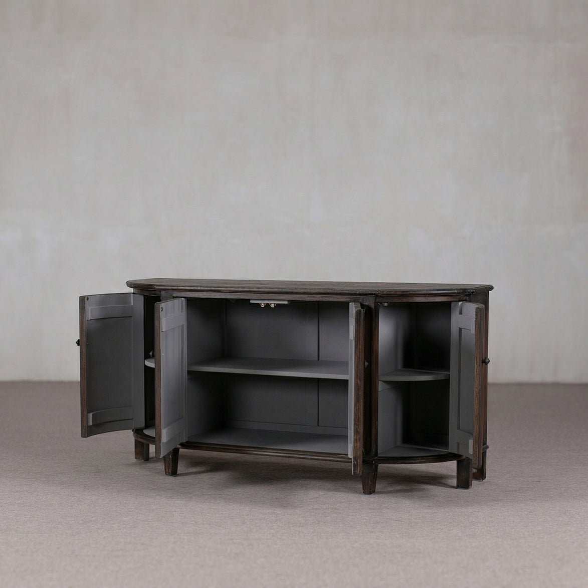 Shibui Dark Burl Wood Real Antique Curved Sideboard