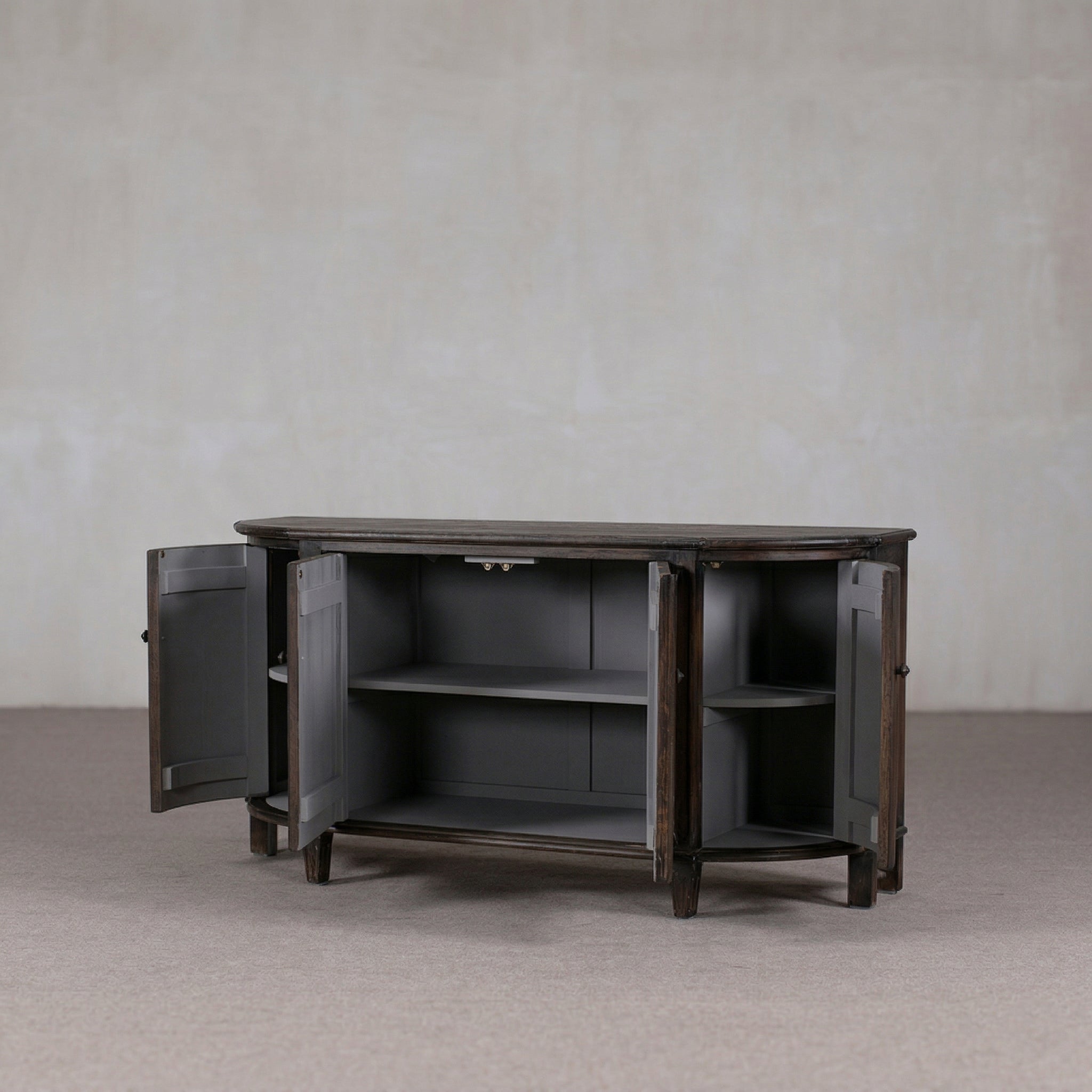 Shibui Dark Burl Wood Real Antique Curved Sideboard