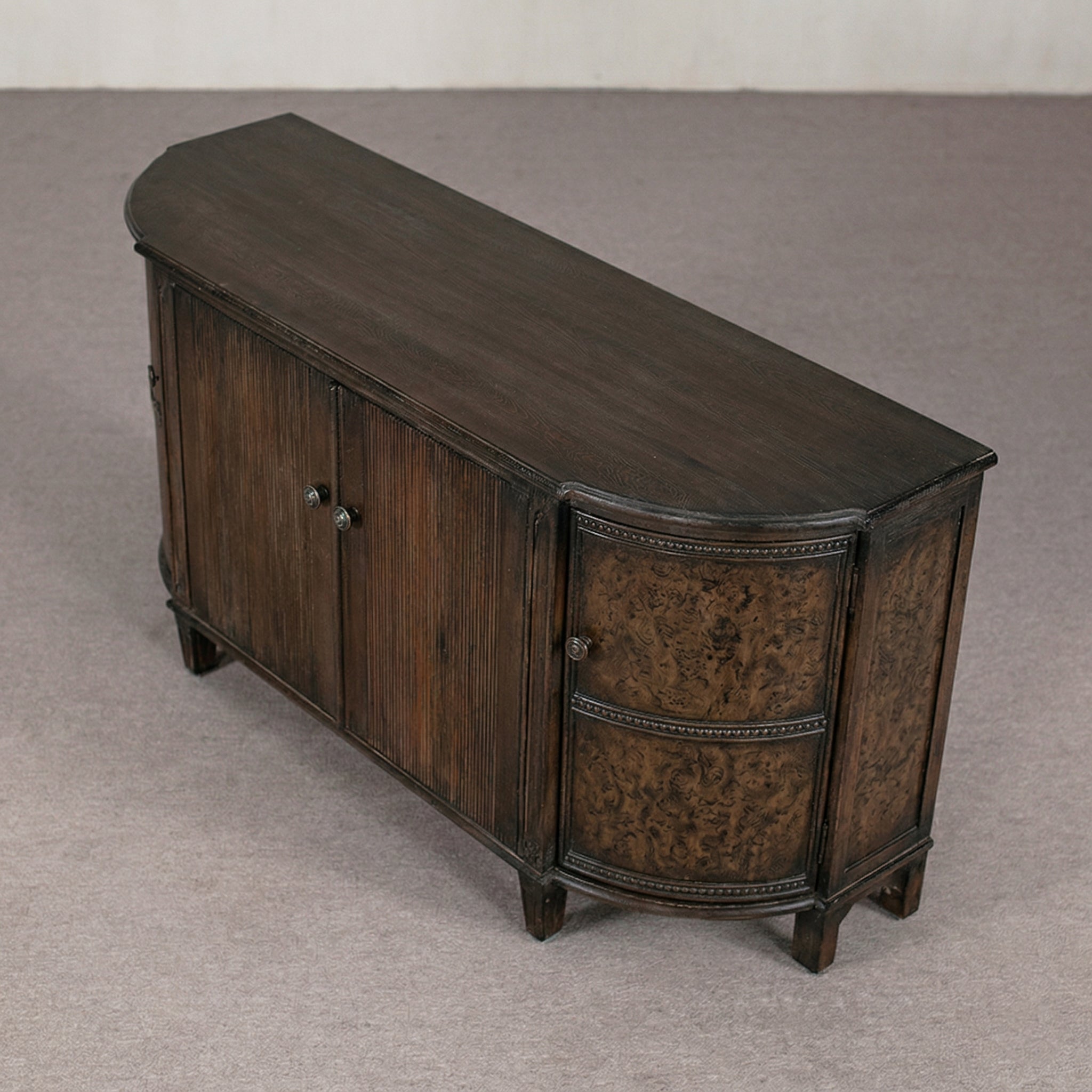 Shibui Dark Burl Wood Real Antique Curved Sideboard