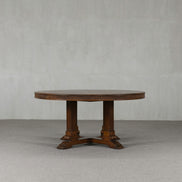 Colonial Teak Real Antique Round Four-Pillar Dining Table