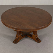 Colonial Teak Real Antique Round Four-Pillar Dining Table