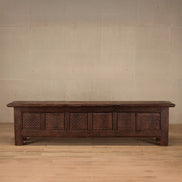 Shibui Dark Wood Geometric Carved Long TV unit