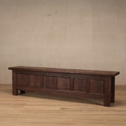Shibui Dark Wood Geometric Carved Long TV unit