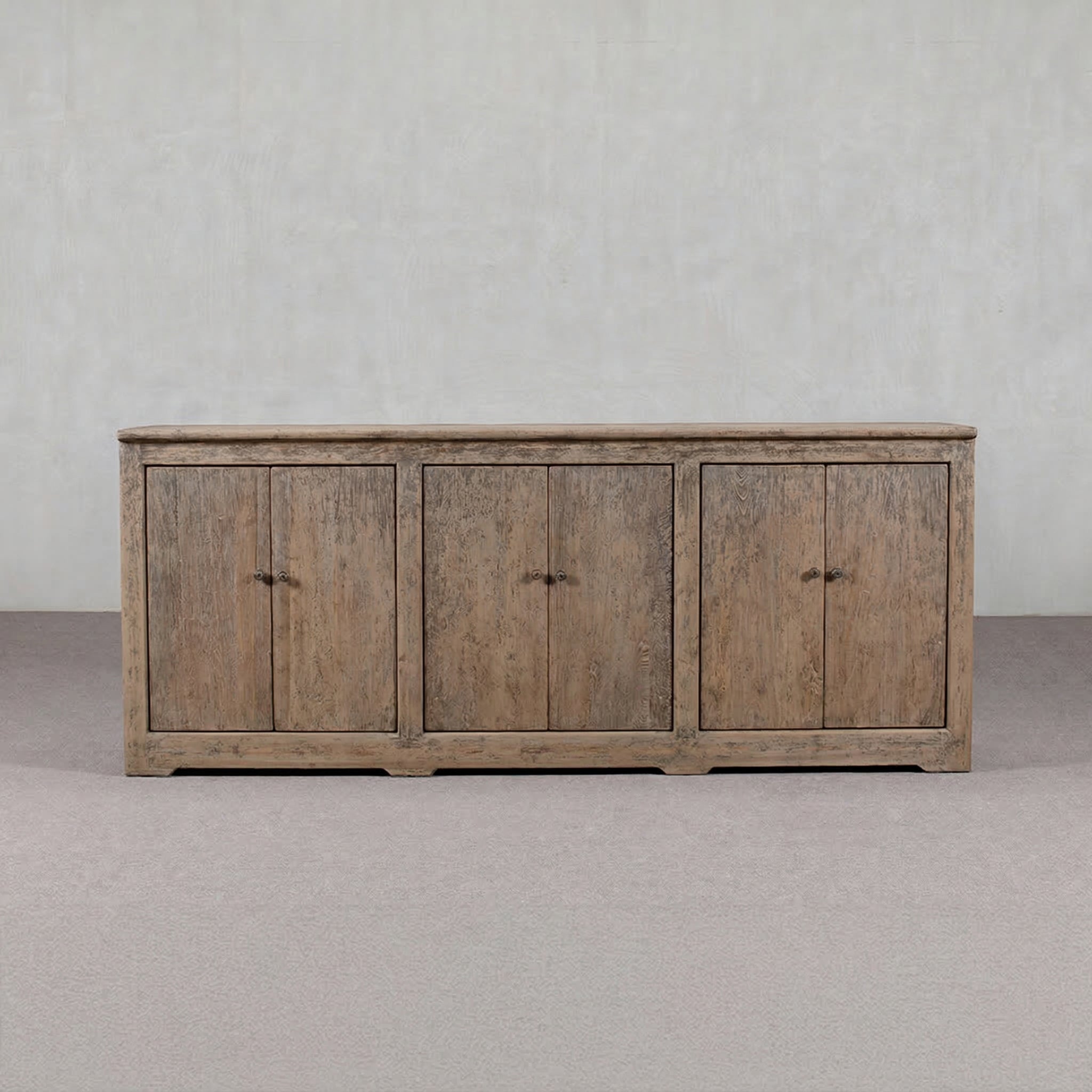 Old World Grey Patina Elm Storage Credenza Sideboard