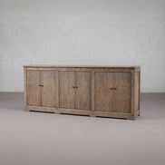 Old World Grey Patina Elm Storage Credenza Sideboard