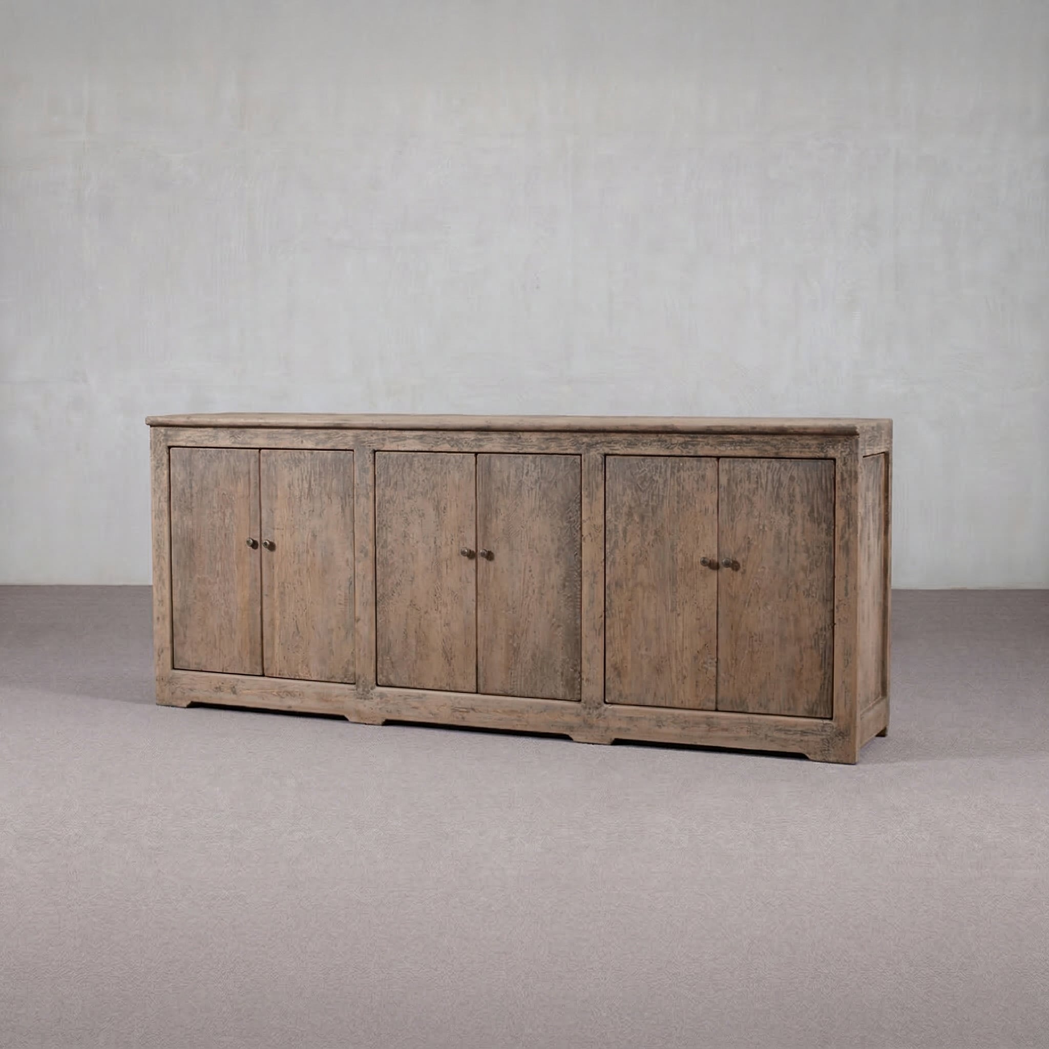Old World Grey Patina Elm Storage Credenza Sideboard