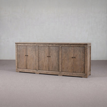 Old World Grey Patina Elm Storage Credenza Sideboard
