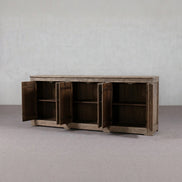 Old World Grey Patina Elm Storage Credenza Sideboard
