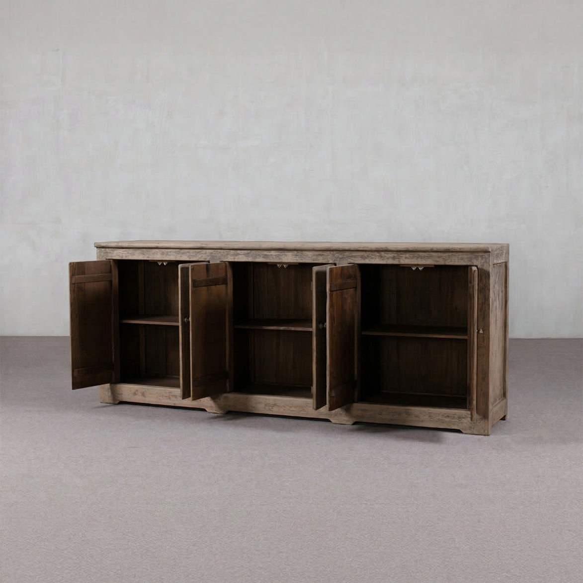 Old World Grey Patina Elm Storage Credenza Sideboard