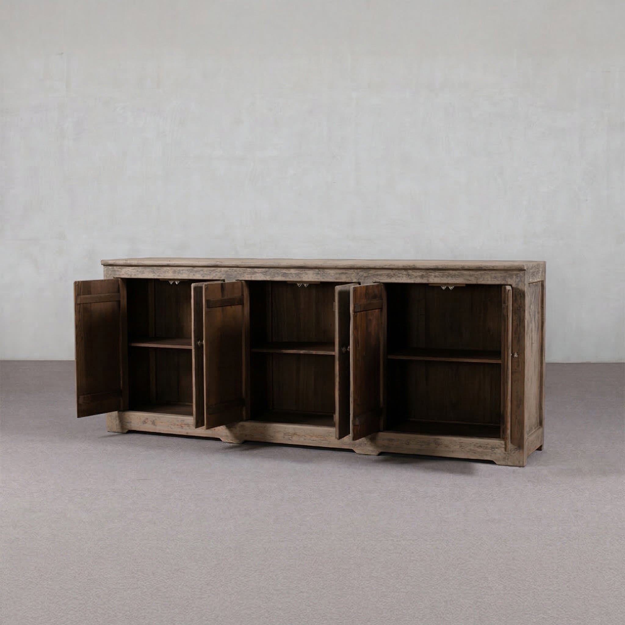 Old World Grey Patina Elm Storage Credenza Sideboard