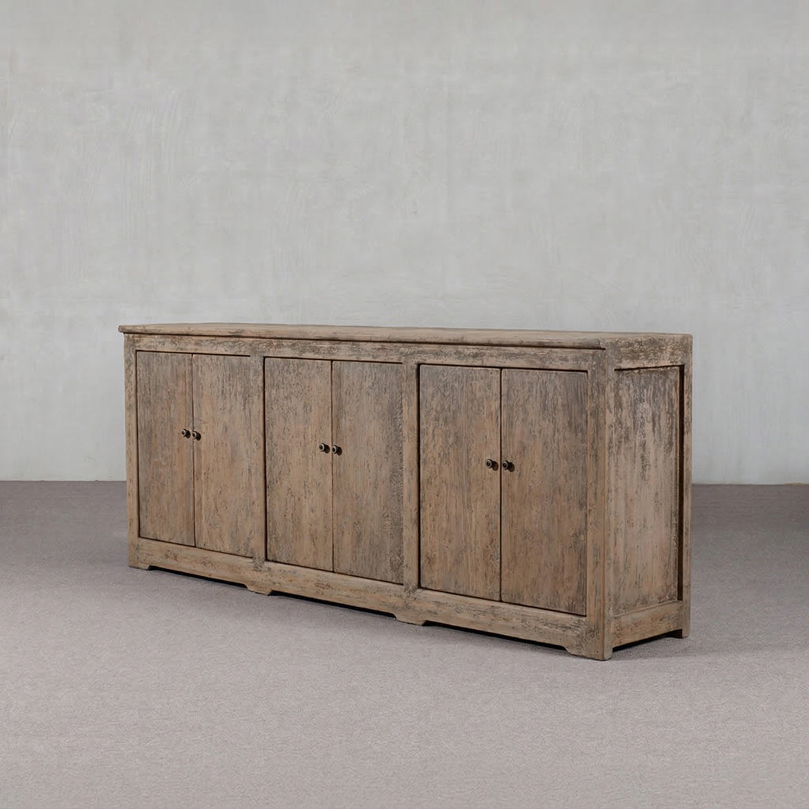 Old World Grey Patina Elm Storage Credenza Sideboard