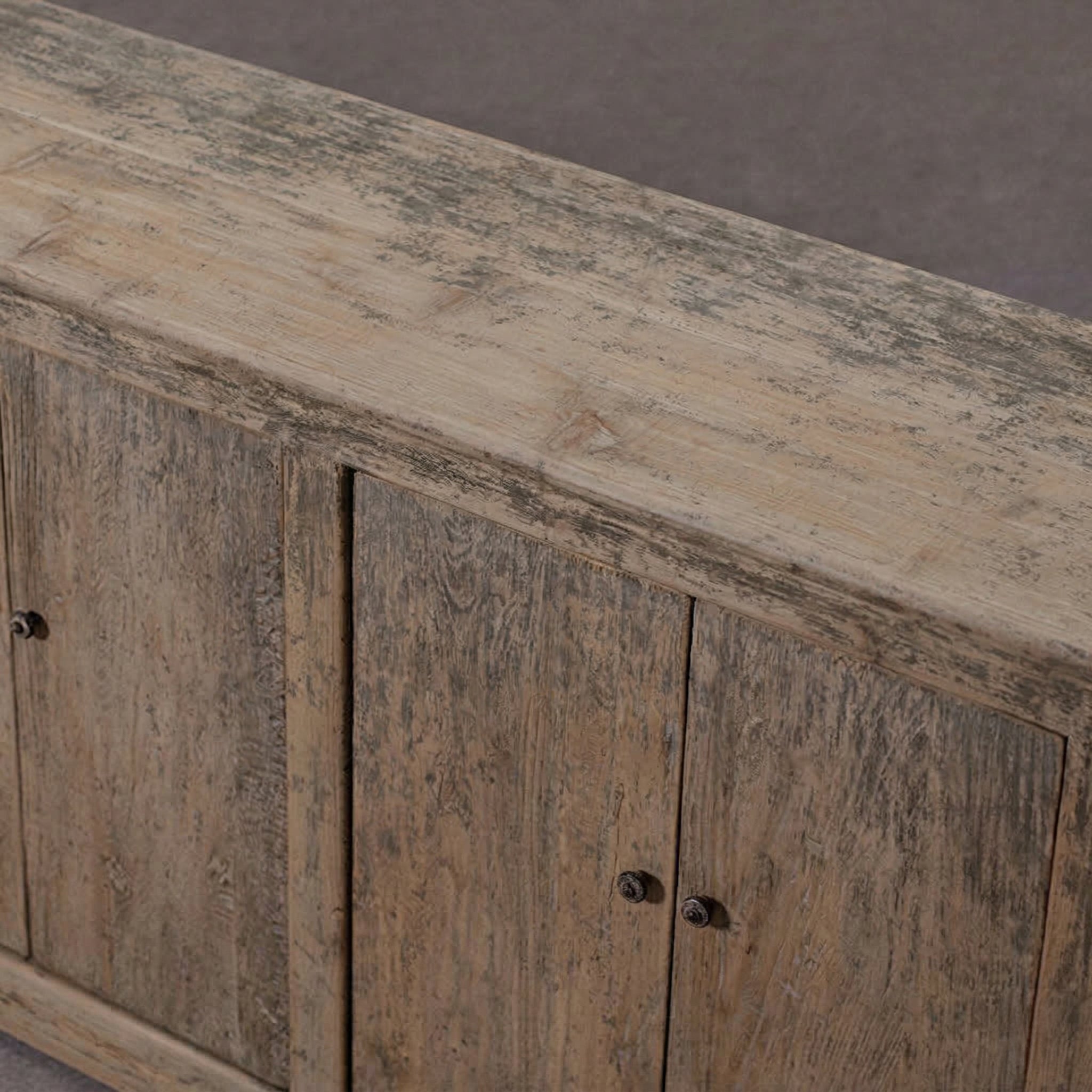 Old World Grey Patina Elm Storage Credenza Sideboard