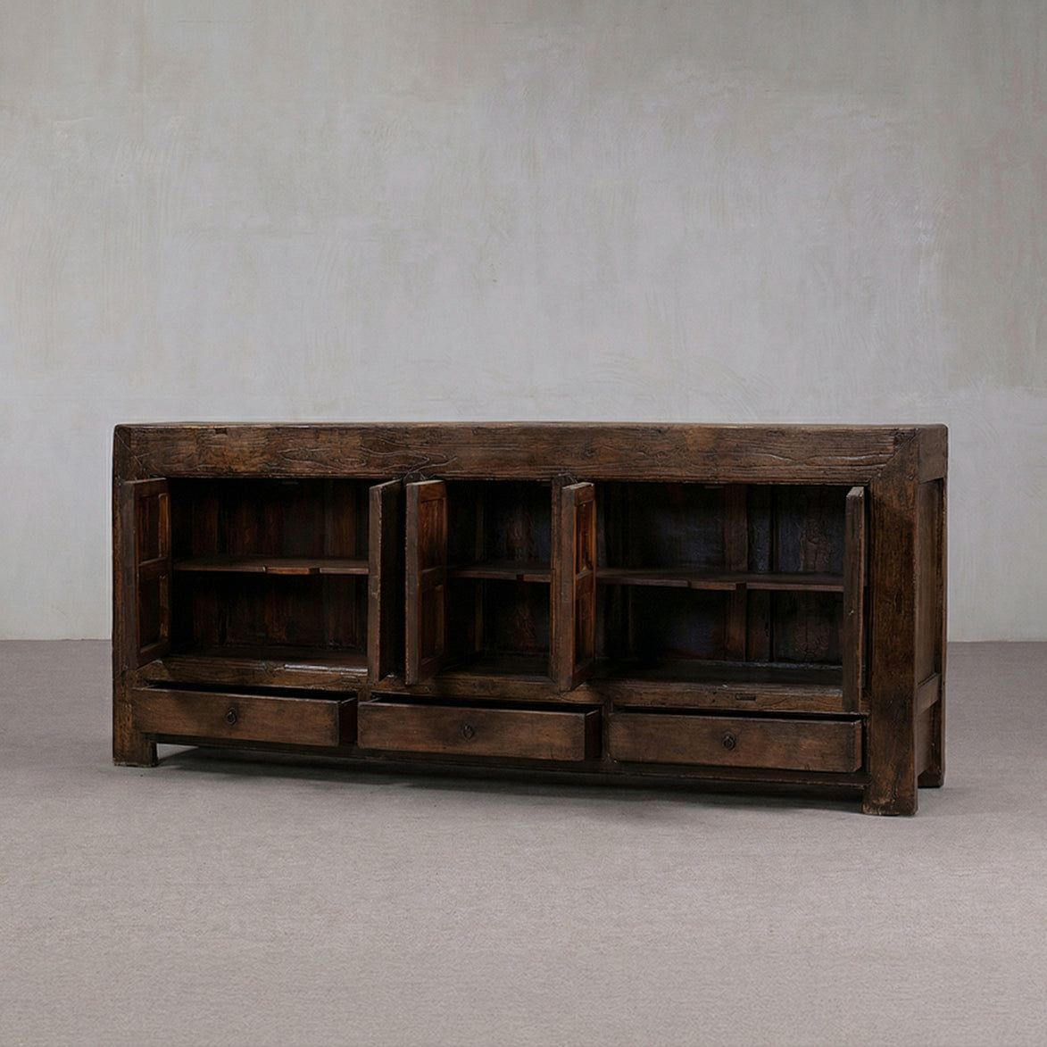Estate Dark Stain Freestanding Real Antique Sideboard