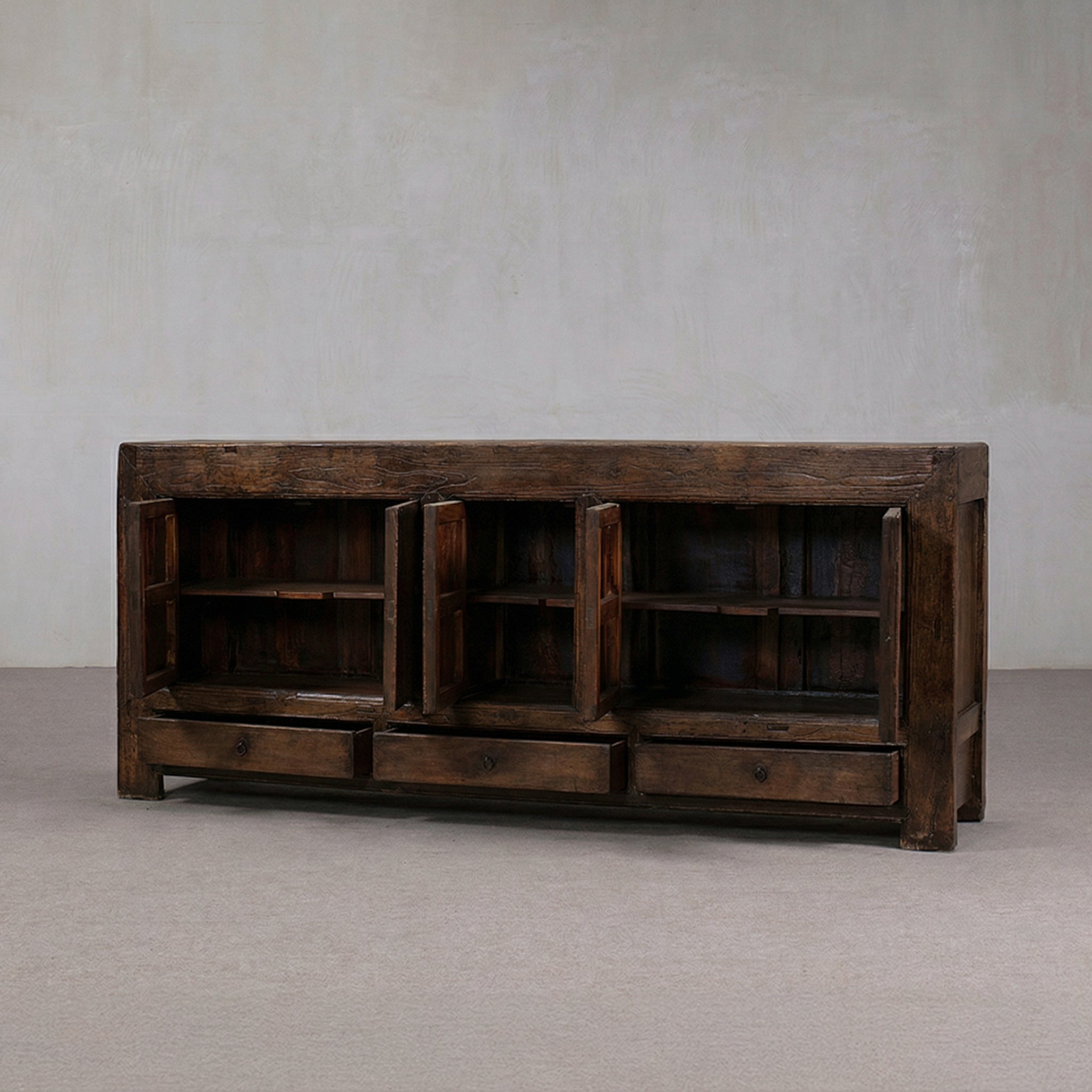 Estate Dark Stain Freestanding Real Antique Sideboard