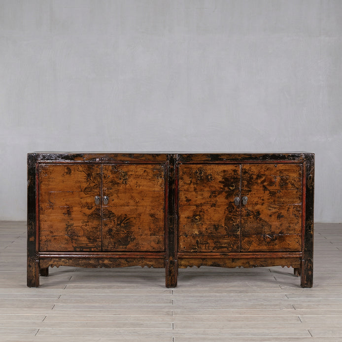 Provence Rustic Elm Long Media Antique Sideboard