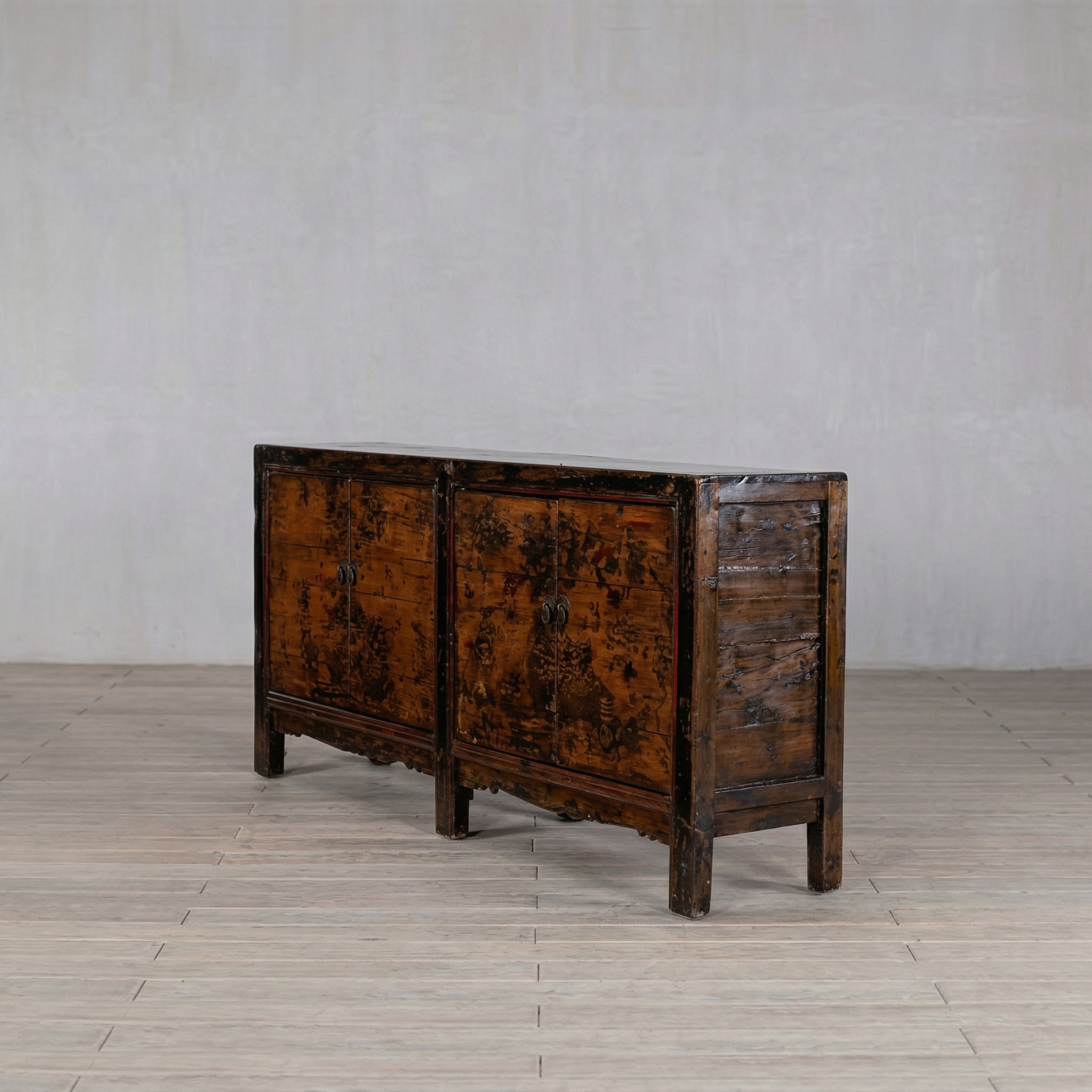 Provence Rustic Elm Long Media Antique Sideboard