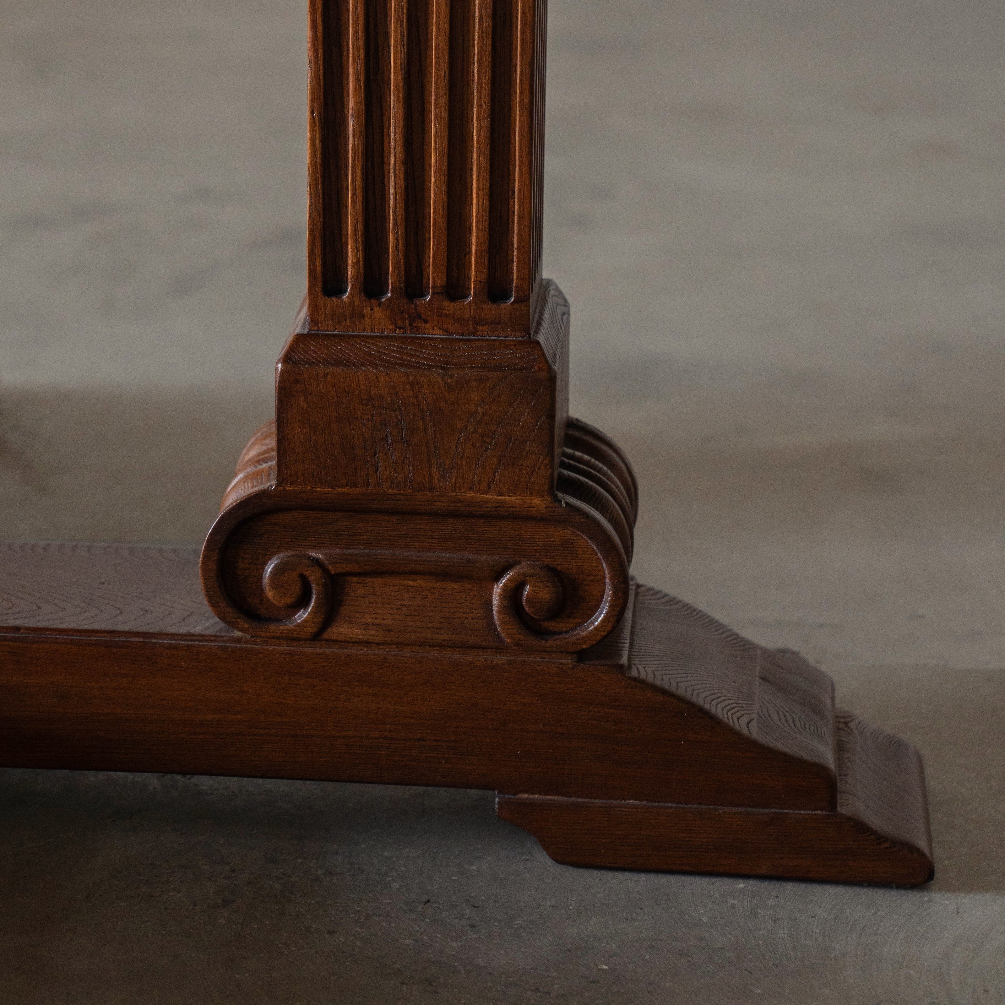 Colonial Teak Real Antique Round Four-Pillar Dining Table