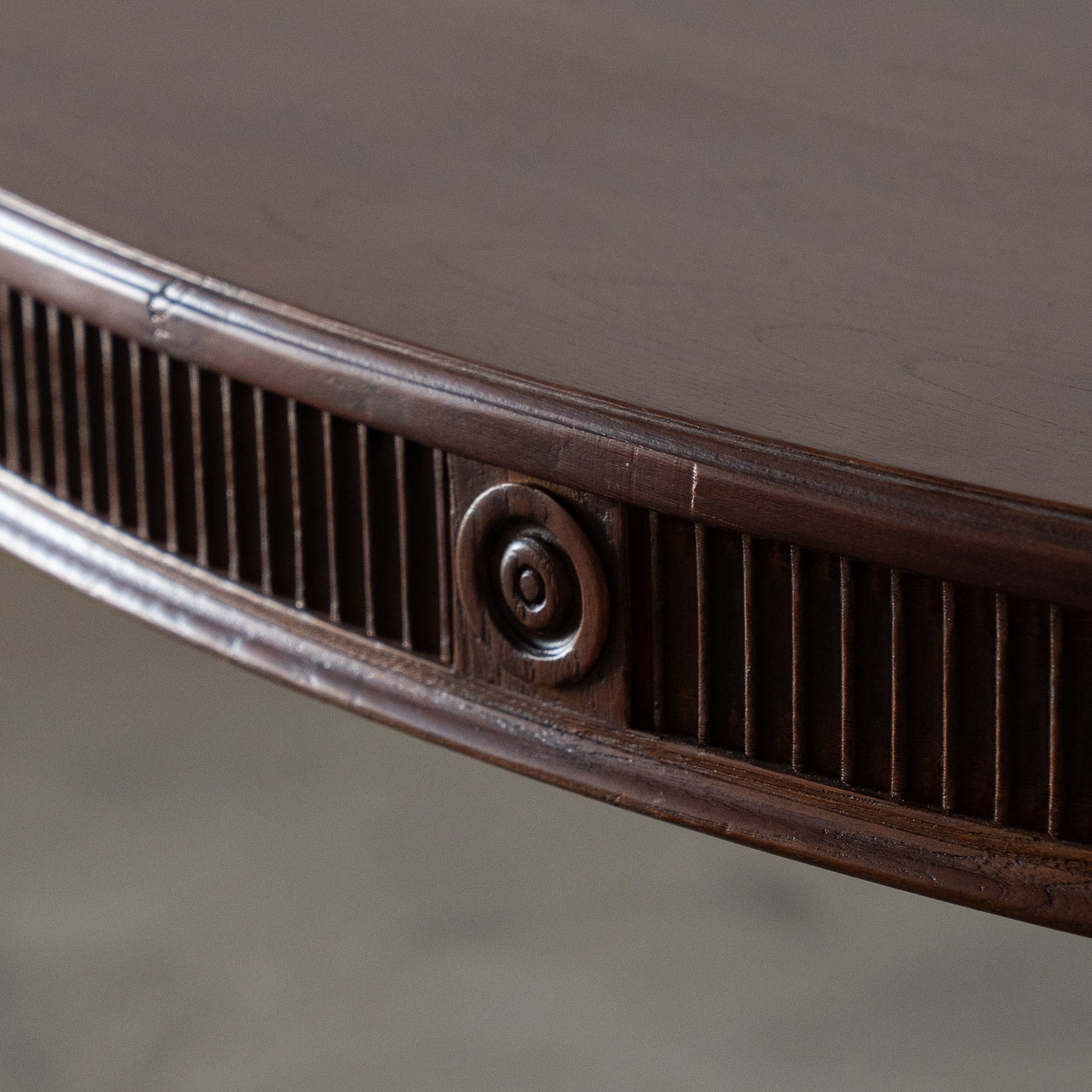 Colonial Teak Real Antique Round Four-Pillar Dining Table